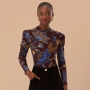 NWT Farm Rio Brown Embroidered Garden Bodysuit Medium